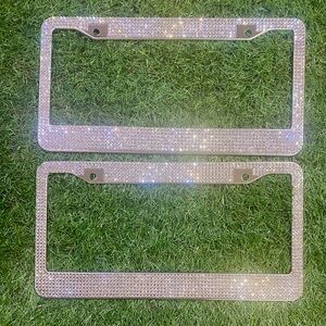 BRAND NEW WITH TAGS Double Bling Rhinestone License Plate Frames (Set of 2)
